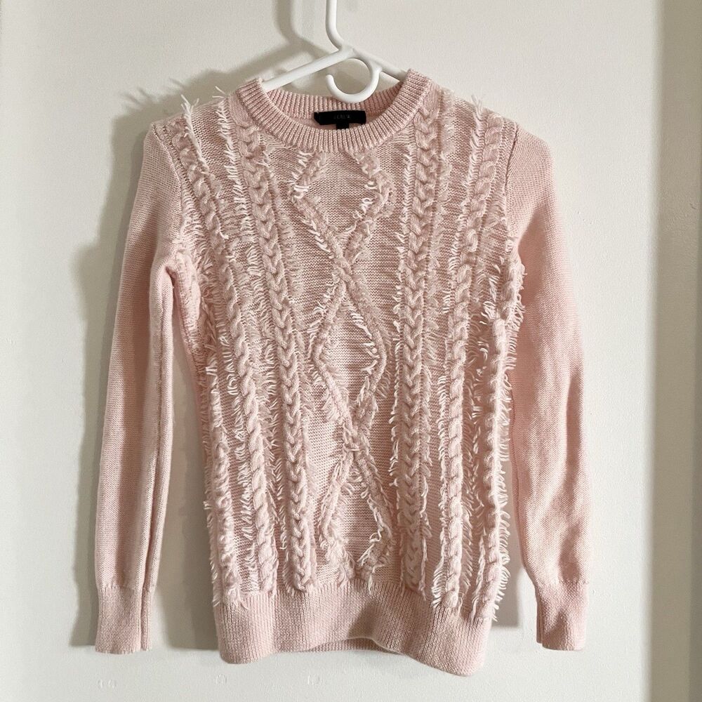 J. Crew 100% Merino Wool Dusty Rose Pink Knit Crewneck Sweater Size XXS - Picture 2 of 9